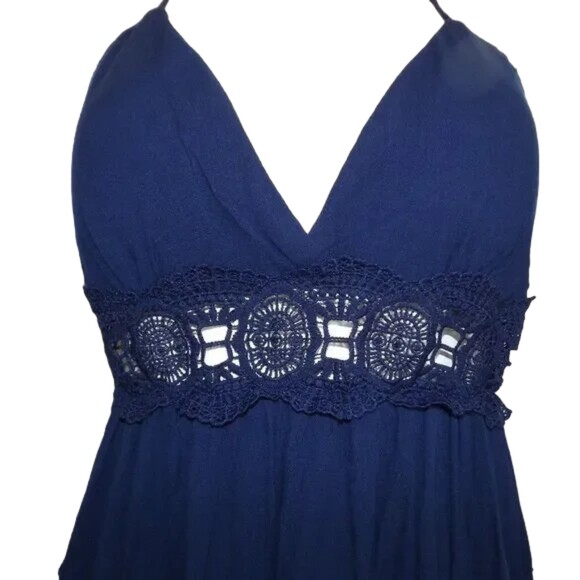 IRIS Dress, M, Lace Cutout Waist/Back straps, Mini/Short, Padded, Navy Blue - Picture 2 of 14